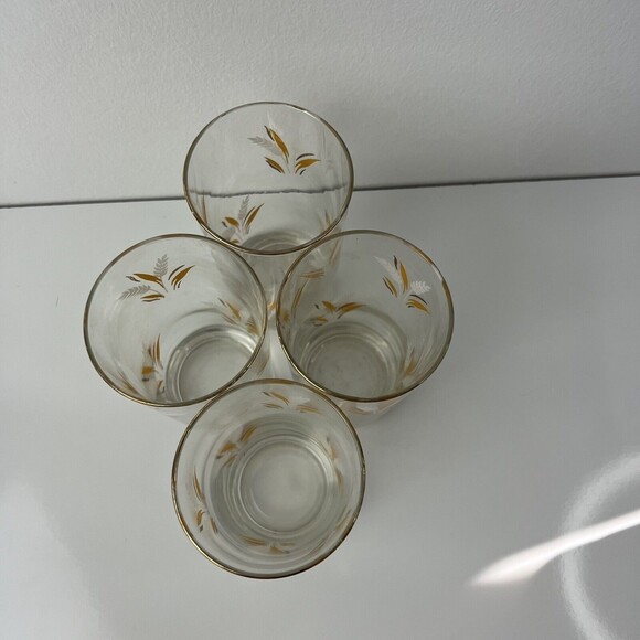 Vintage Libbey Wheat Glasses With Gold Trim Set Of 4 - Picture 3 of 3